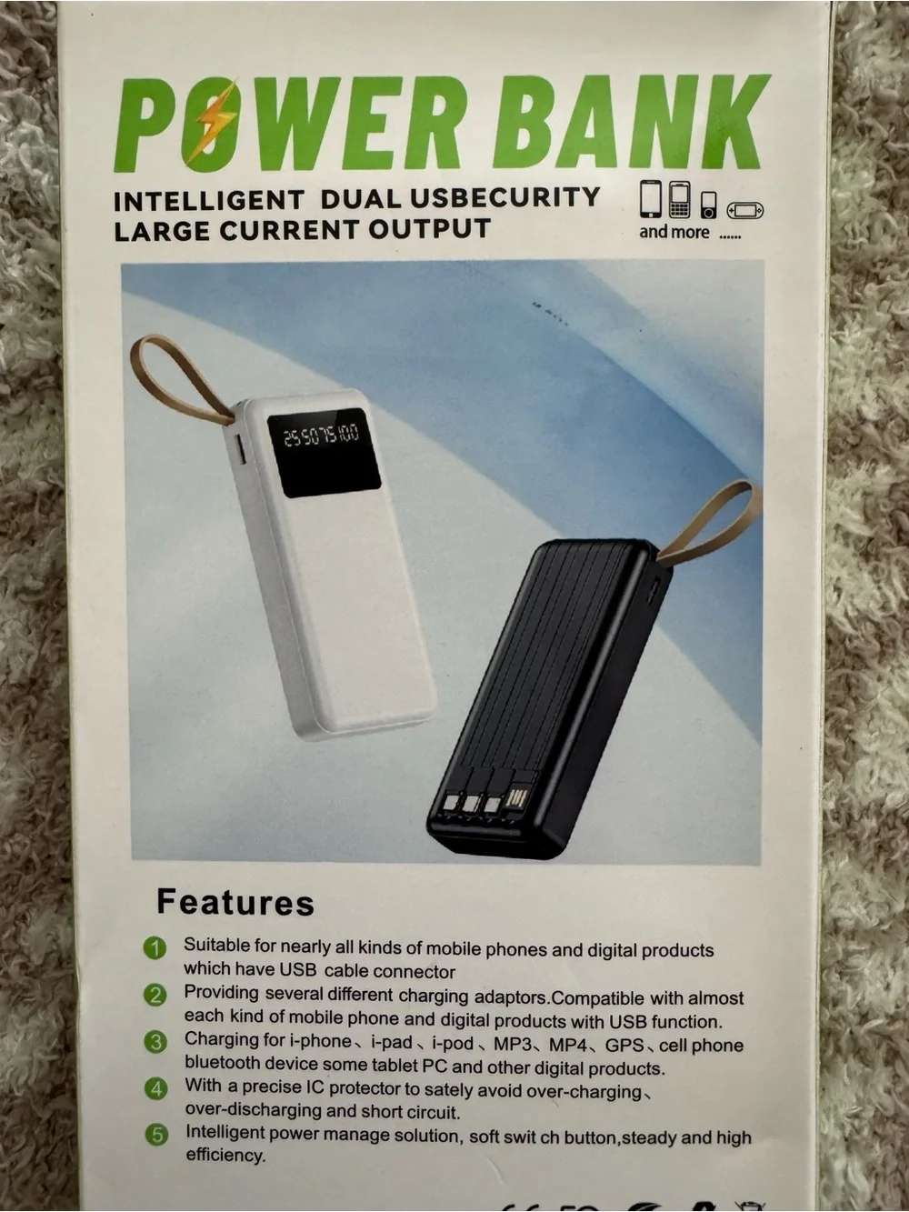 Power Bank Portable Charger - White